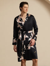 [Black] SilkSilky 19Momme Mens Robe 001