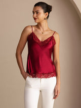 [Wine] SilkSilky  Spaghetti Strap V Neck Camisole Top 001