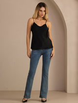 [Black] SilkSilky  Spaghetti Strap V Neck Camisole Top 005