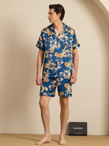 [Navy Dragon] SilkSilky  Short Sleeve Lapel Collar Men's Pajamas 007