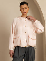 [Pink] SilkSilky Silk Satin Surah Long Sleeve High Neck Women's Outerwear 003