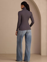 [Dark Gray] SilkSilky  Long Sleeve Turtle Neck Women's T-Shirt 002