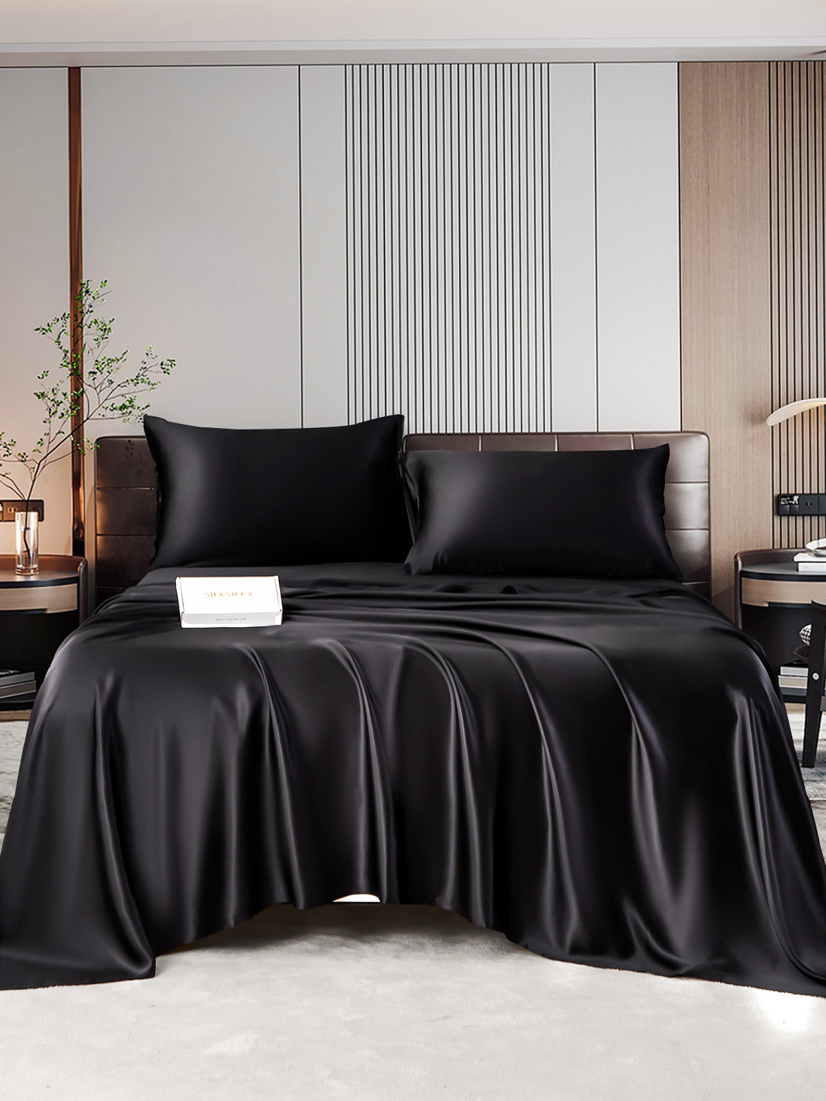 [Black] SilkSilky  22Momme Pure Silk Bedding Set 001,
