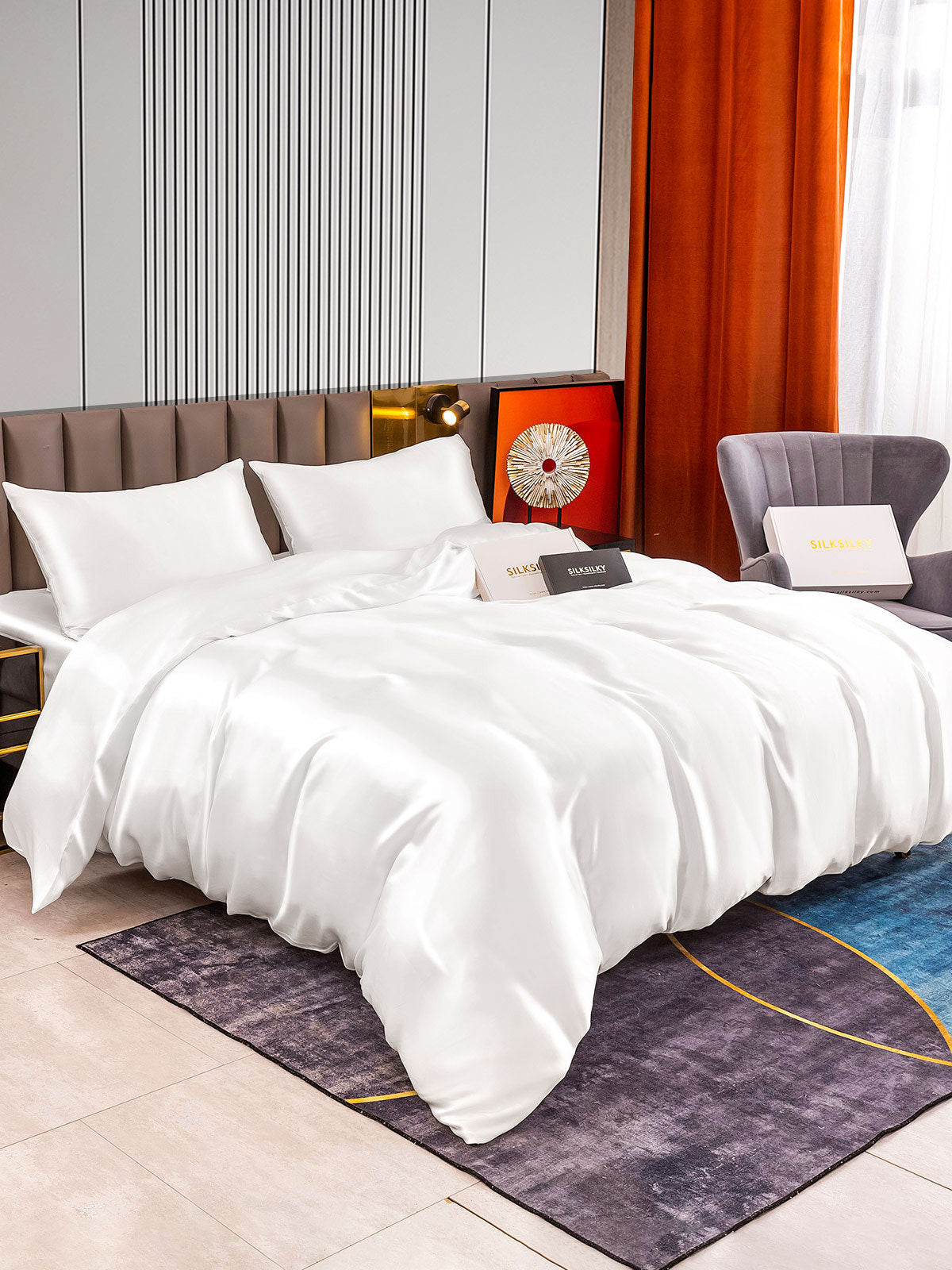 [White] SilkSilky  Bedding Set 002