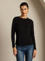 [Black] SilkSilky  Long Sleeve Crew Neck Women's T-Shirt 005