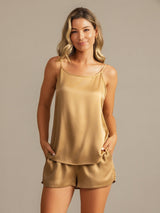 [Tan] SilkSilky  Spaghetti Strap Camisole Set 007