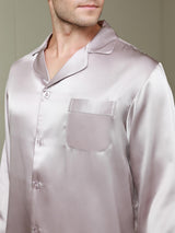 [Pale Mauve] SilkSilky  Long Sleeve Lapel Collar Men's Pajamas 008