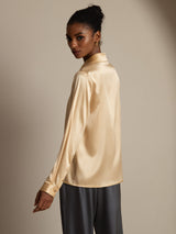 [Champagne] SilkSilky  Long Sleeve Lapel Collar Women's Shirts 002
