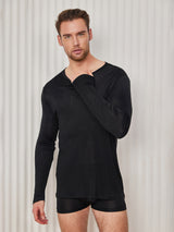 [Black] SilkSilky  Long Sleeve Round Neck Men's T-Shirt 005