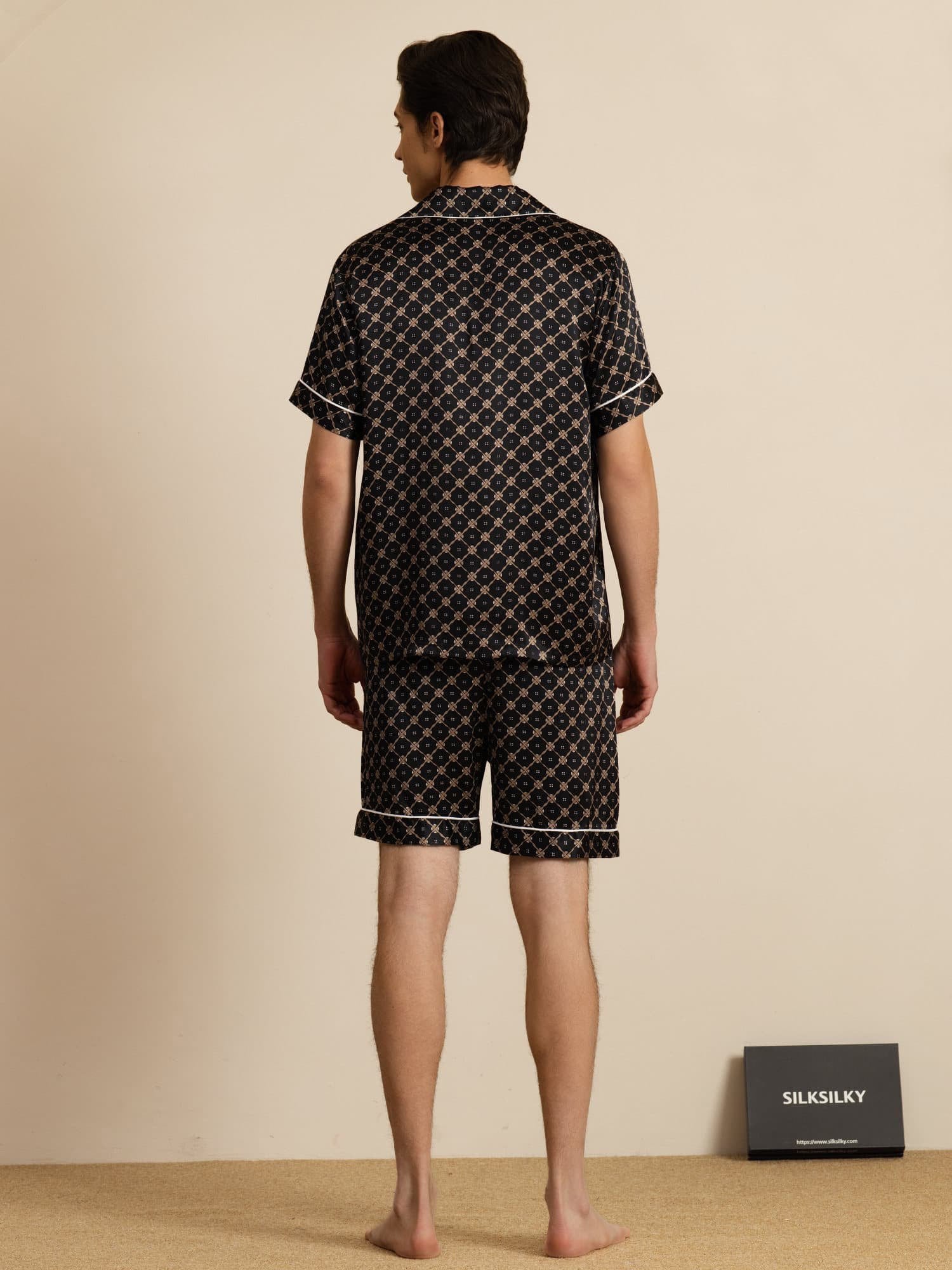 [Black Chain] SilkSilky  Short Sleeve Lapel Collar Men's Pajamas 002