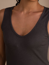 [Gray] SilkSilky  Sleeveless Deep V Neck Camisole Top 005