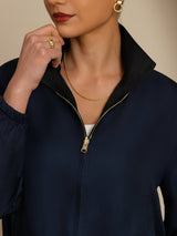 [Black+DarkBlue] SilkSilky  Long Sleeve Women's Outerwear 006