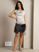 [Silver] SilkSilky  Cap Sleeve Cowl Neck Women's T-Shirt 003