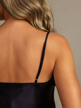 [Black] SilkSilky  Spaghetti Strap V Neck Camisole Set 006