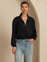 [Black+DarkBlue] SilkSilky  Long Sleeve Women's Outerwear 005