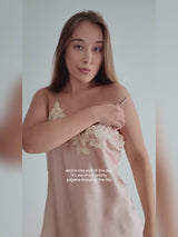 SilkSilky  Spaghetti Strap V Neck Camisole Set video 001