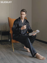 SilkSilky  Long Sleeve Lapel Collar Men's Pajamas video 001