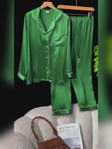 SilkSilky  Long Sleeve Lapel Collar Women's Pajamas video 002