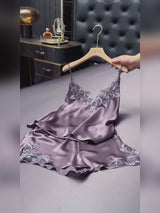 SilkSilky  Spaghetti Strap V Neck Camisole Set video 002